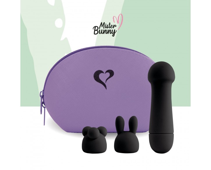 Мінівібратор FeelzToys Mister Bunny Black з двома насадками