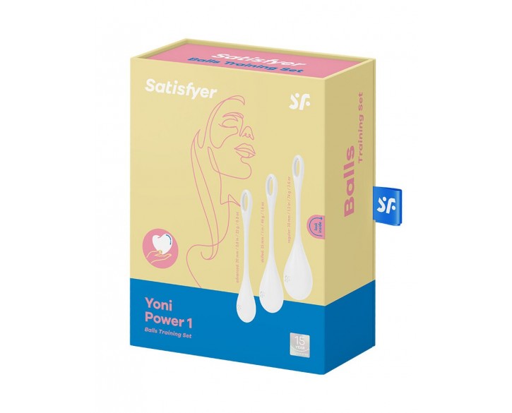 Набір йоні намистин Satisfyer Yoni Power 1 White, діаметр 2-2,5-3см, вага 22-46-74гр