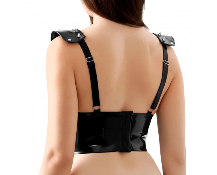 Лакований вініловий ліф з шипами Art of Sex - Mistress, чорний, розмір L