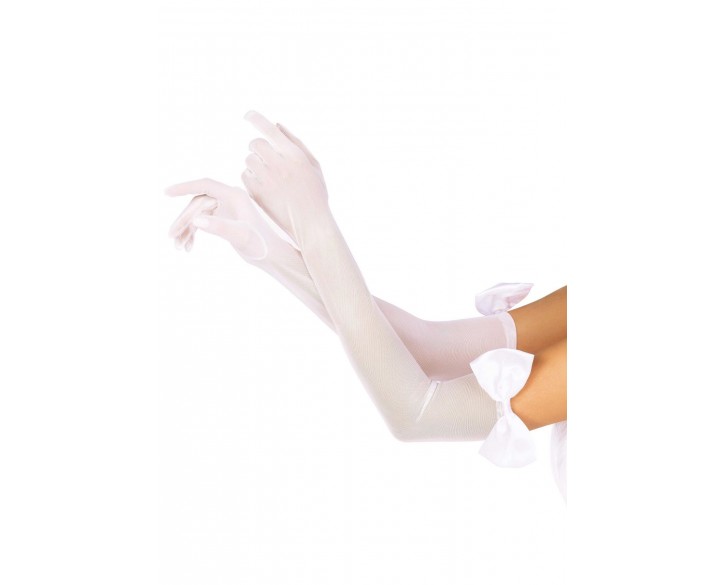 Довгі рукавички Leg Avenue Opera length bow top gloves White