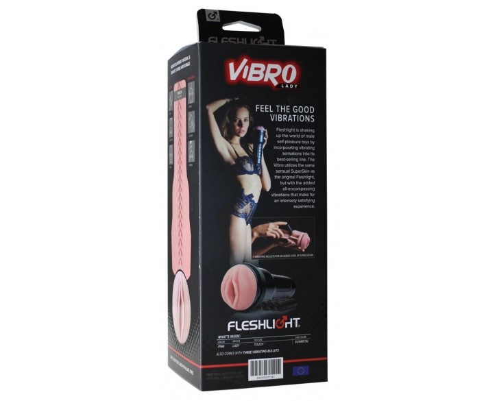 Мастурбатор з вібрацією Fleshlight Vibro Pink Lady Touch, три віброкулі, стимулювальний рельєф