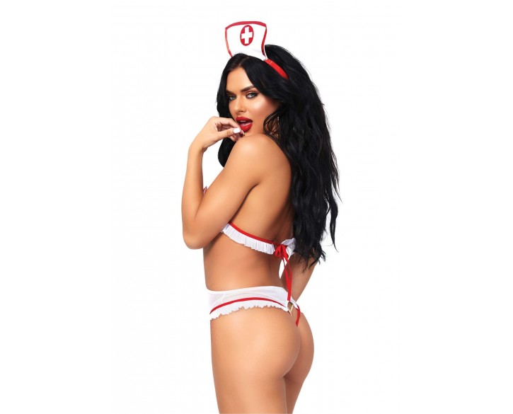 Костюм медсестри Leg Avenue Naughty Nurse, one size, боді та шапочка