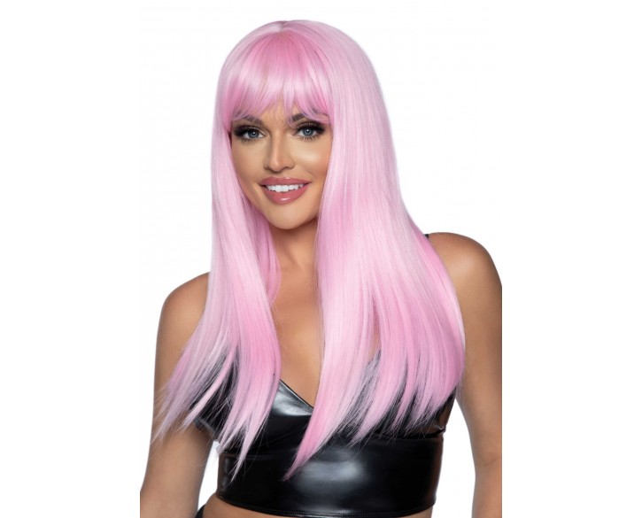 Довга рожева перука Leg Avenue Long straight bang wig, гладенька, 61 см