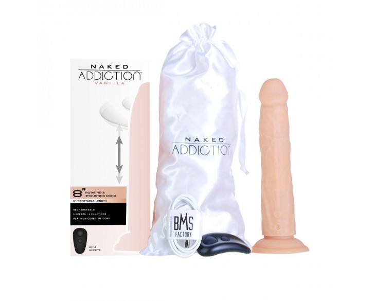 Фалоімітатор з ротацією та пульсацією Naked ADDICTION 8″ Rotating & Thrusting Dong - Vanilla