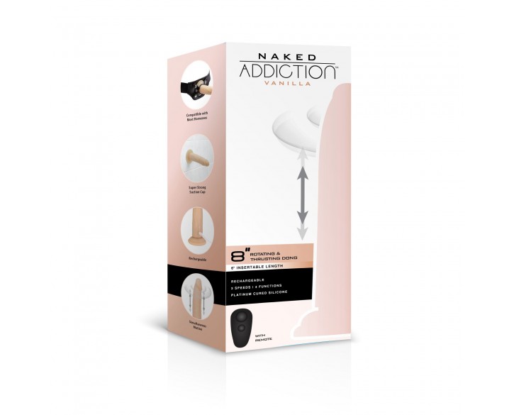 Фалоімітатор з ротацією та пульсацією Naked ADDICTION 8″ Rotating & Thrusting Dong - Vanilla