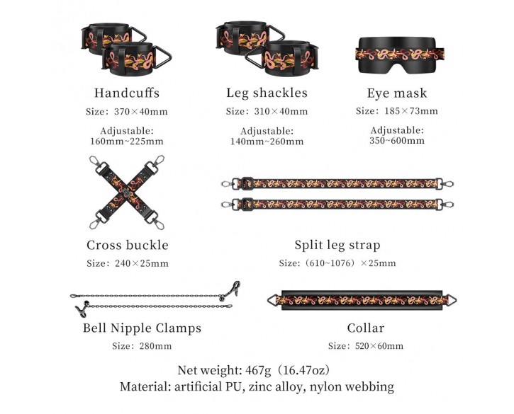 БДСМ-набір LOCKINK The Flowering Serpent - Bondage Set, 7 шт.