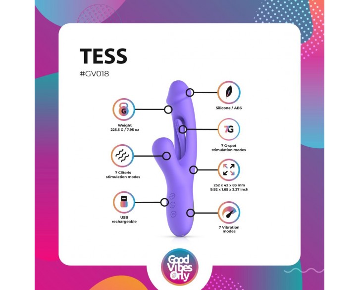 Вібратор-кролик Good Vibes Only - Tess Rabbit Vibrator with G-Spot Stimulator