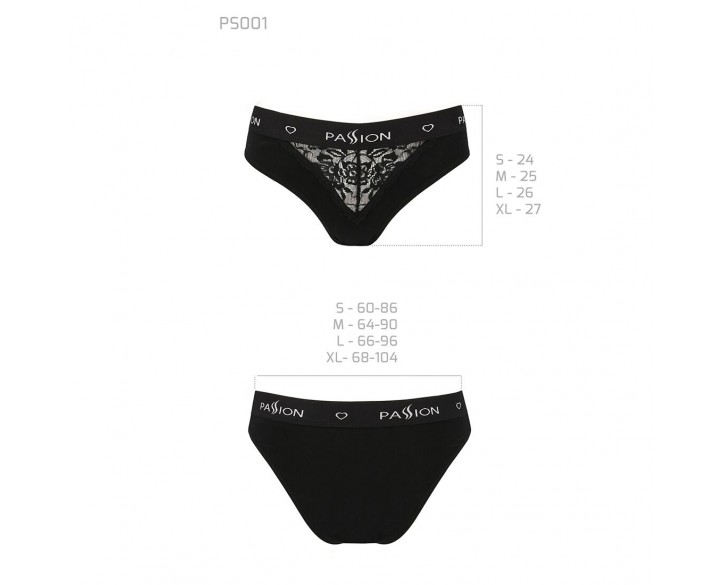 Трусики з широкою гумкою і мереживом Passion PS001 PANTIES black, size XL