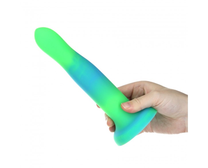 Фалоімітатор, що світиться в темряві, ADDICTION Rave 8″, Glow in the Dark Dildo Blue Green, 20,3 см