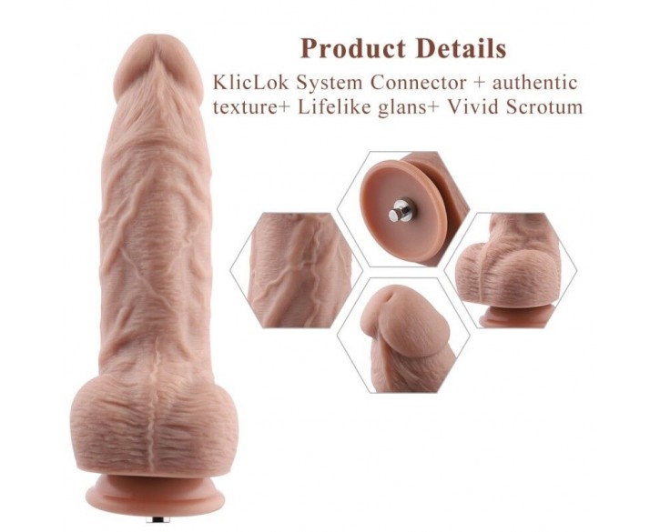 Гнучкий фалоімітатор для секс-машин Hismith 9.25″ Silicone Dildo, система KlicLok