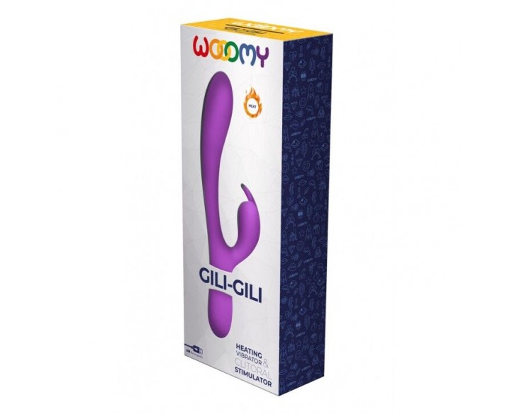 Вібратор-кролик Wooomy Gili-Gili Vibrator with Heat Purple, відросток з вушками, підігрів до 40°С