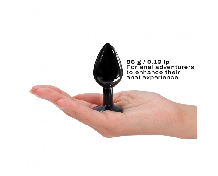 Металева анальна пробка з кристалом Dorcel Diamond Plug Black M