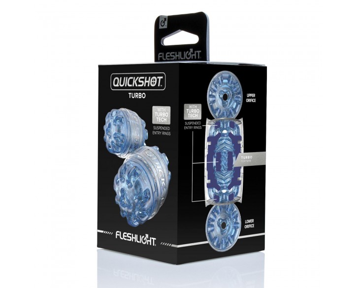 Мастурбатор Fleshlight Quickshot Turbo Blue Ice, компактний, чудово для пар і мінету