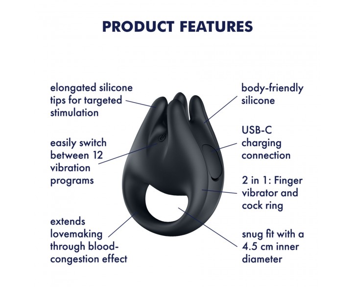 Вібратор на палець та ерекційне кільце 2в1 Satisfyer Perfect Pair 1