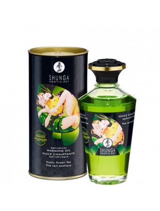 Органічна розігрівальна олія Shunga Aphrodisiac Warming Oil – Exotic green tea (100 мл) без цукру