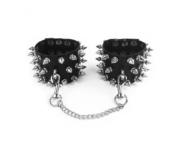 Наручники з шипами Art of Sex - Rose Spiked Leather Handcuffs, натуральна шкіра