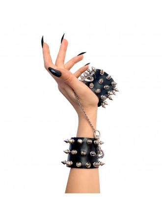 Наручники з шипами Art of Sex - Rose Spiked Leather Handcuffs, натуральна шкіра