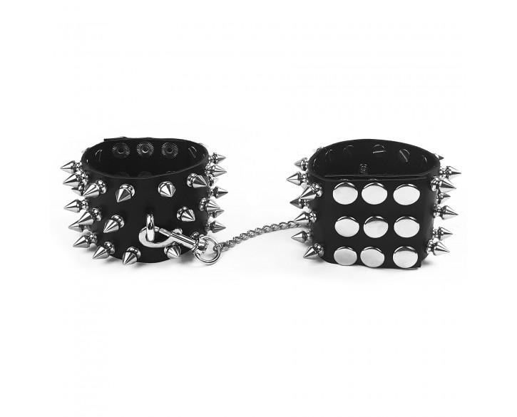 Наручники з шипами Art of Sex - Rose Spiked Leather Handcuffs, натуральна шкіра