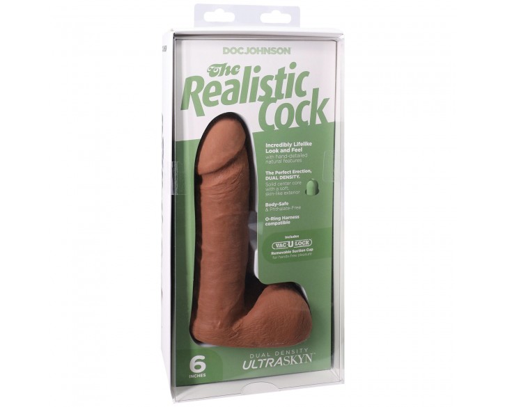 Фалоімітатор Doc Johnson The Realistic Cock ULTRASKYN - 6 Inch with Balls Caramel