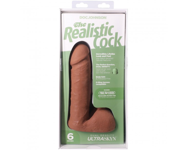 Фалоімітатор Doc Johnson The Realistic Cock ULTRASKYN - 6 Inch with Balls Caramel