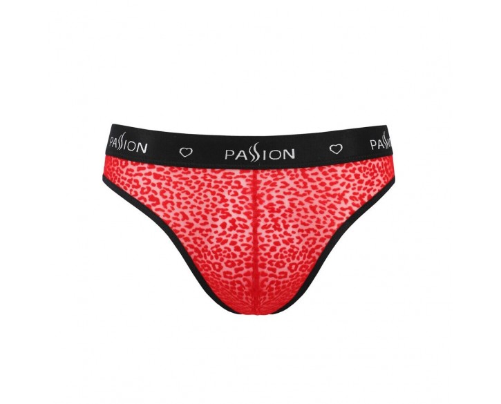 Чоловічі напівпрозорі труси Passion 031 Slip Mike L/XL Red, під леопард