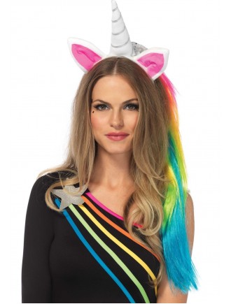 Обруч ріг єдинорога Leg Avenue Magical Unicorn Headband, з райдужною гривою