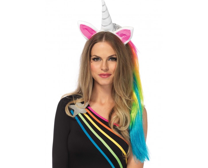 Обруч ріг єдинорога Leg Avenue Magical Unicorn Headband, з райдужною гривою