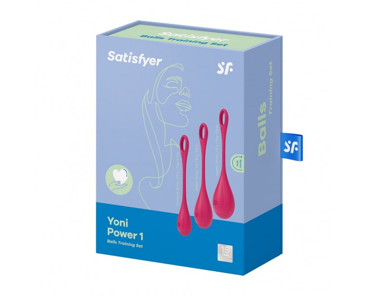 Набір йоні намистин Satisfyer Yoni Power 1 Red, діаметр 2-2,5-3см, вага 22-46-74гр