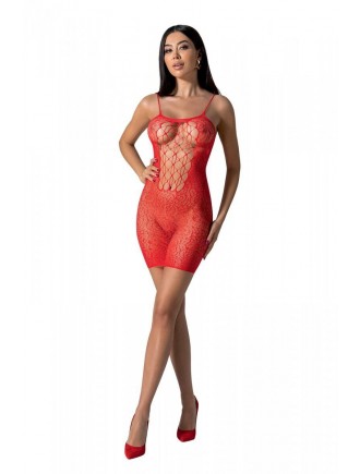 Ажурна мінісукня на тонких бретелях Passion BS096 One Size, red, плетіння на грудях