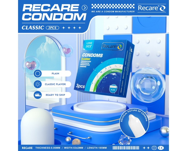 Презервативи Recare Classic Condoms 3 шт, класичні