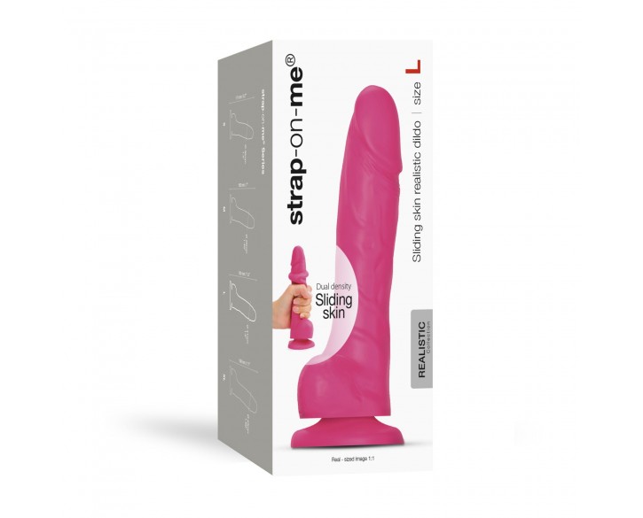 Реалістичний фалоімітатор Strap-On-Me Sliding Skin Realistic Dildo Fuchsia - L, ефект рухливої шкіри