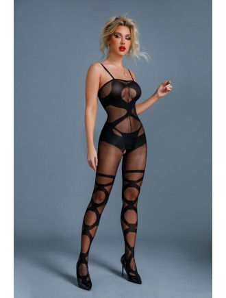 Бодістокінг Caprice Lingerie Model 11 One size Black, імітація панчіх, відкритий доступ