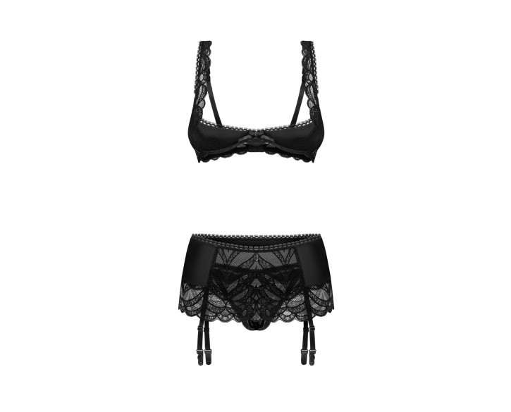 Комплект Obsessive Lecille 3-pcs crotchless set L/XL