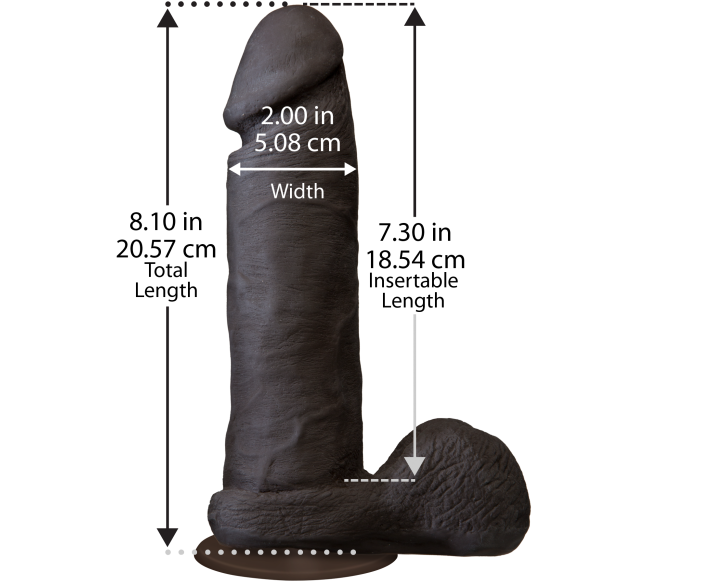 Фалоімітатор Doc Johnson The Realistic Cock 8 inch Black - ULTRASKYN, Vack-U-Lock, діаметр 5,1 см