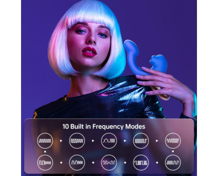 Смарт-вібратор Magic Motion Ponder Blue, подвійна стимуляція, віброяйце+язичок для клітора