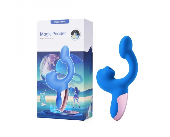 Смарт-вібратор Magic Motion Ponder Blue, подвійна стимуляція, віброяйце+язичок для клітора