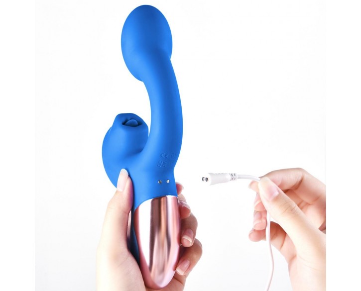 Смарт-вібратор Magic Motion Ponder Blue, подвійна стимуляція, віброяйце+язичок для клітора