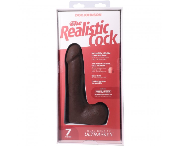 Фалоімітатор Doc Johnson The Realistic Cock ULTRASKYN - 7 Inch with Balls Chocolate