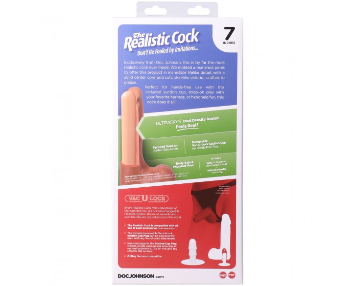 Фалоімітатор Doc Johnson The Realistic Cock ULTRASKYN - 7 Inch with Balls Chocolate