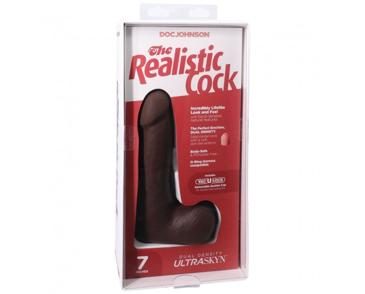 Фалоімітатор Doc Johnson The Realistic Cock ULTRASKYN - 7 Inch with Balls Chocolate