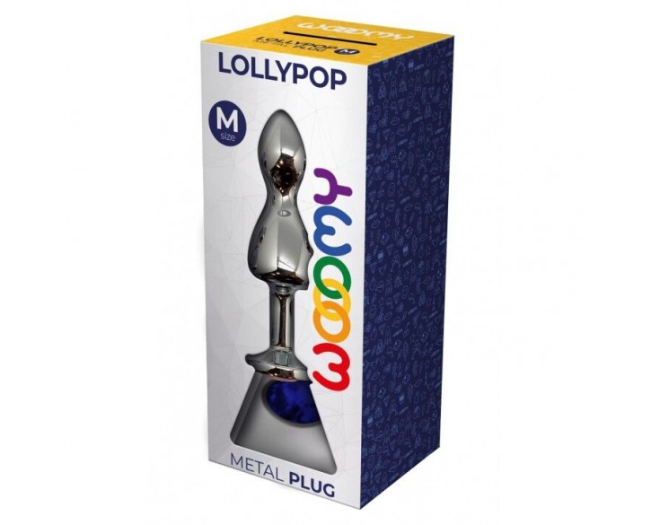 Металева анальна пробка Wooomy Lollypop Double Ball Metal Plug Blue M діаметр 3,1 см, довжина 9,4 см