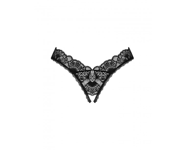 Мереживні стрінги Obsessive Donna Dream crotchless thong XS/S Black, відкритий доступ