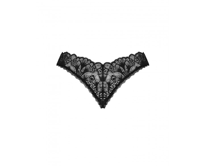 Мереживні стрінги Obsessive Donna Dream crotchless thong XS/S Black, відкритий доступ