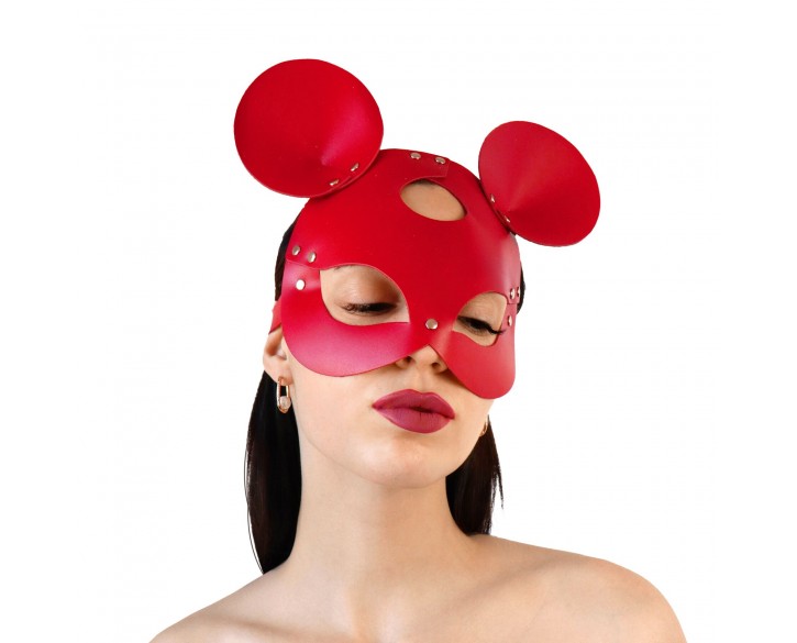 Шкіряна маска зайчика Art of Sex - Mouse Mask, колір Червоний