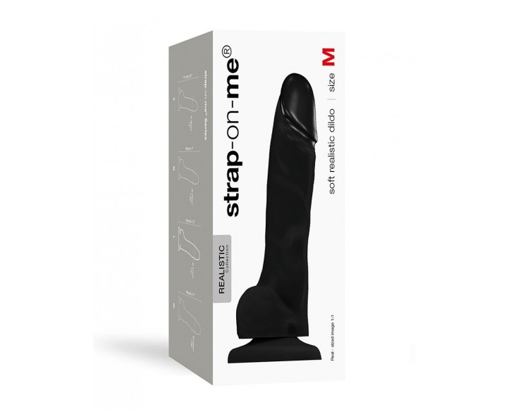 Реалістичний фалоімітатор Strap-On-Me SOFT REALISTIC DILDO Black - Size M