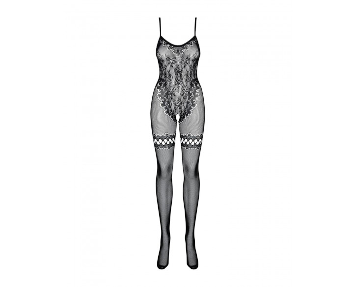 Бодістокінг Obsessive Bodystocking F213 S/M/L, імітація мереживного боді та резинки для панчіх