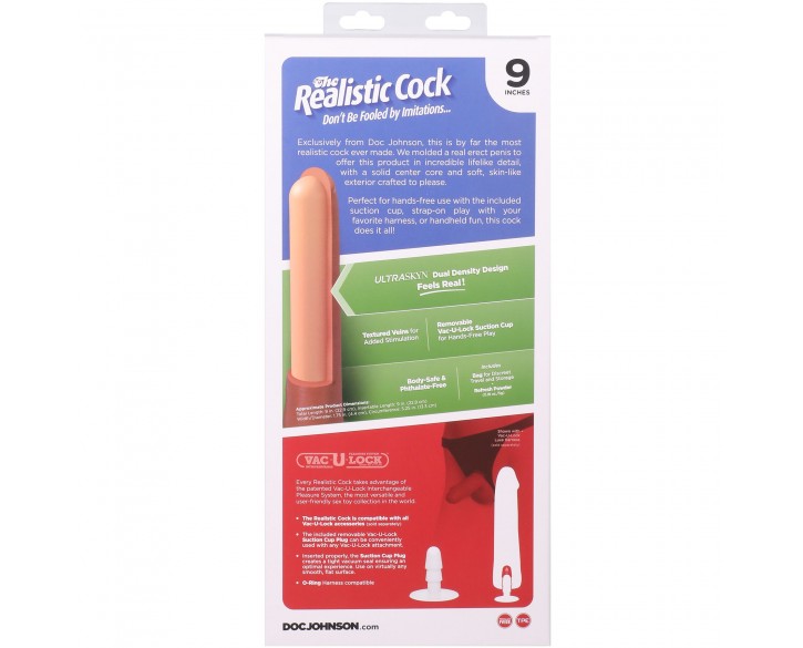 Фалоімітатор Doc Johnson The Realistic Cock ULTRASKYN - 9 Inch Caramel