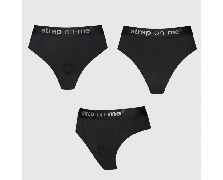 Трусики-бразиліана з фіксацією дилдо Strap-On-Me Harness Lingerie Idole – L – Black, високі