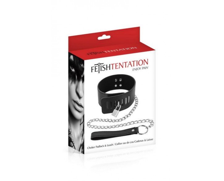 Нашийник з повідцем Fetish Tentation Padlock and Leash