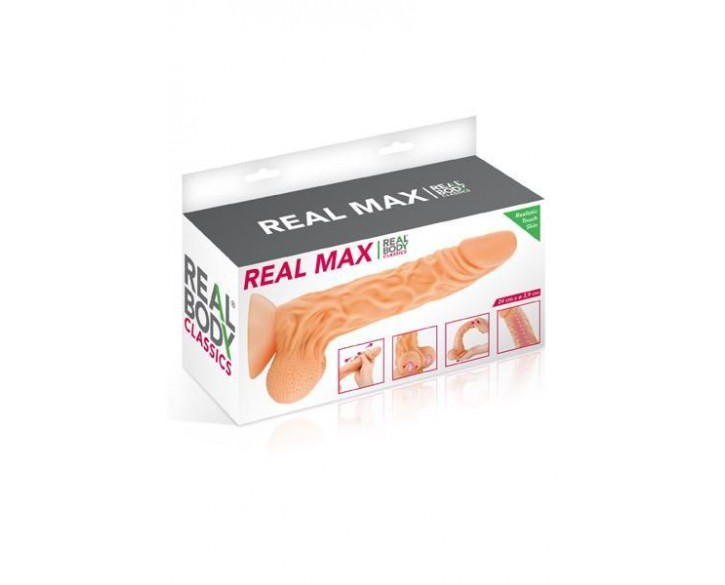 Фалоімітатор із рухомою крайньою плоттю Real Body — Real Max, діаметр 4,3 см, TPE